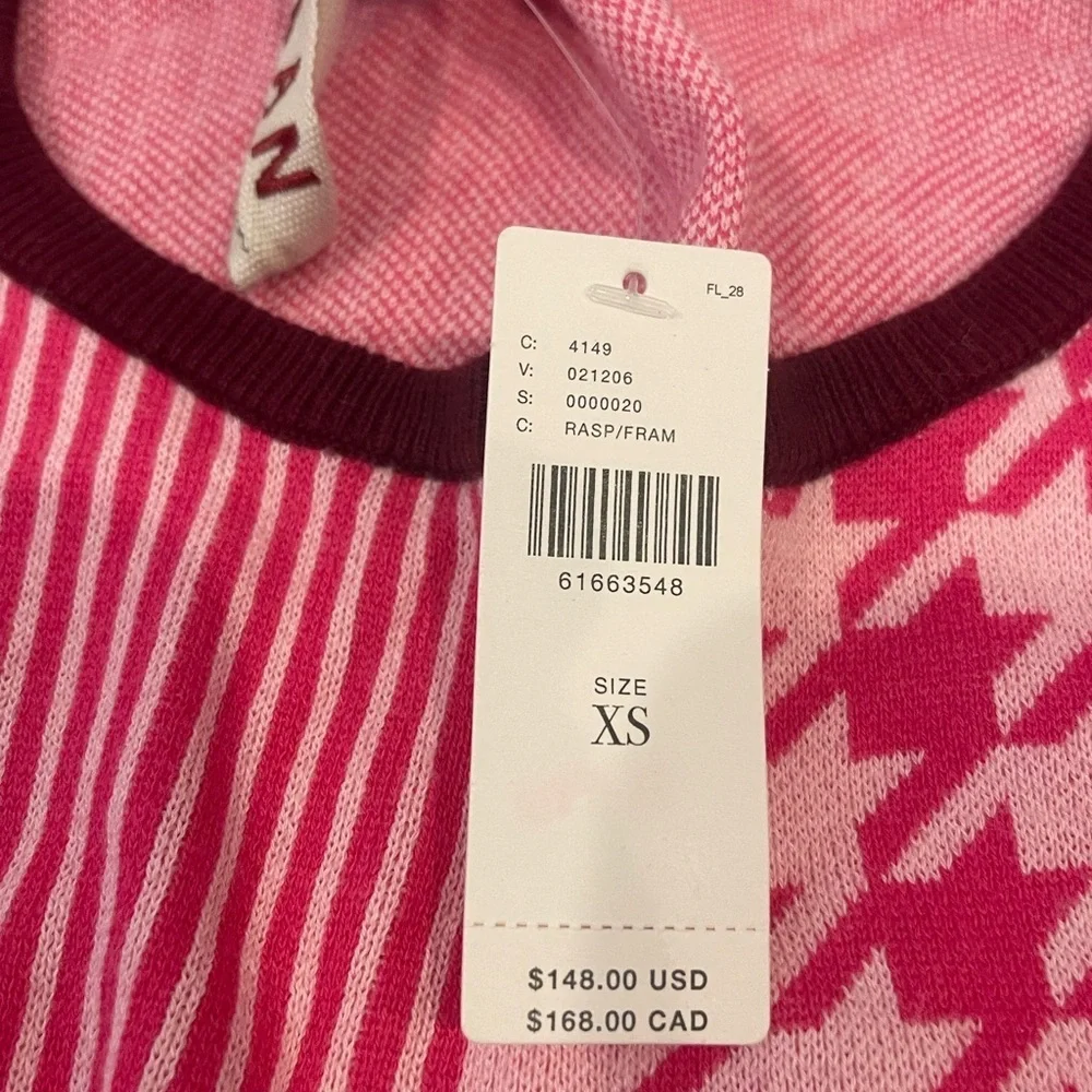 nwt dolan Pink & cranberry stripe  Houndstooth sweater lounge Set xs